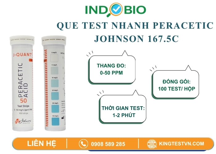 Thông số que test Peracetic Johnson 167.5c?